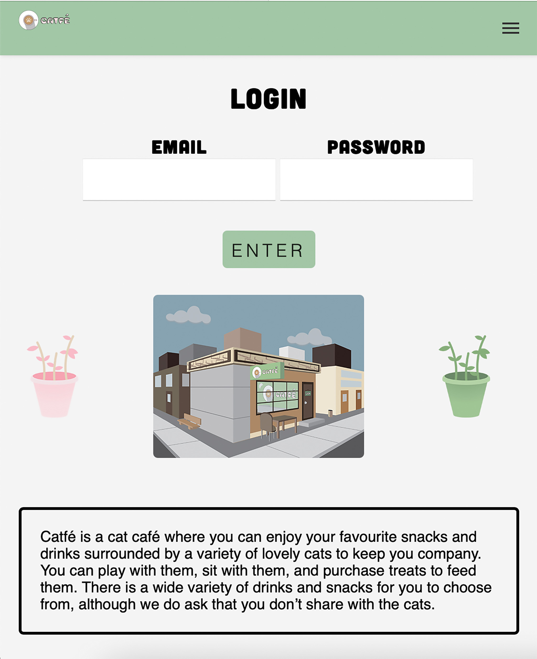 Web Form for Catfé website with Complex Alignments